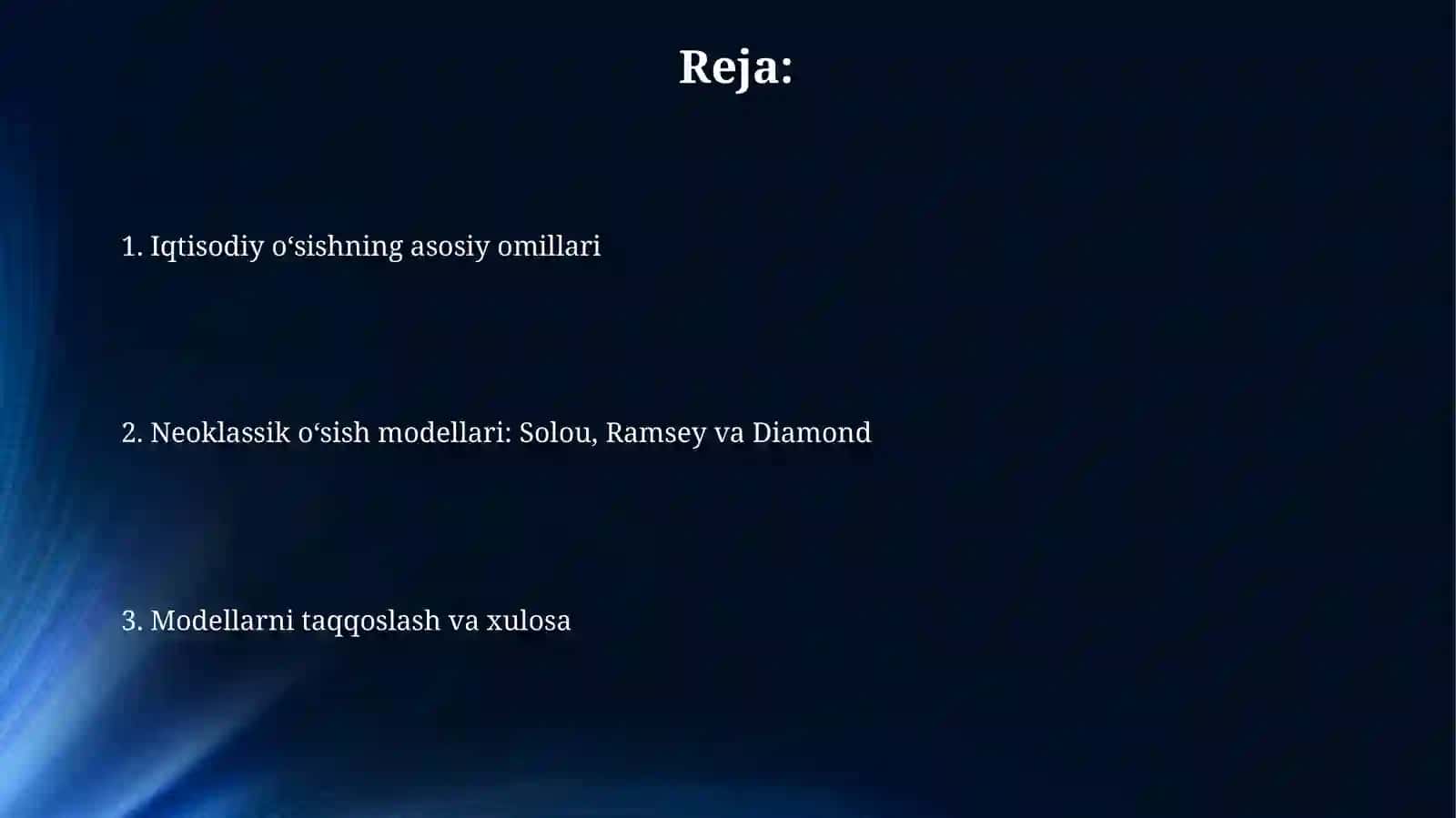 Iqtisodiy o‘sishning neoklassik modellari 2