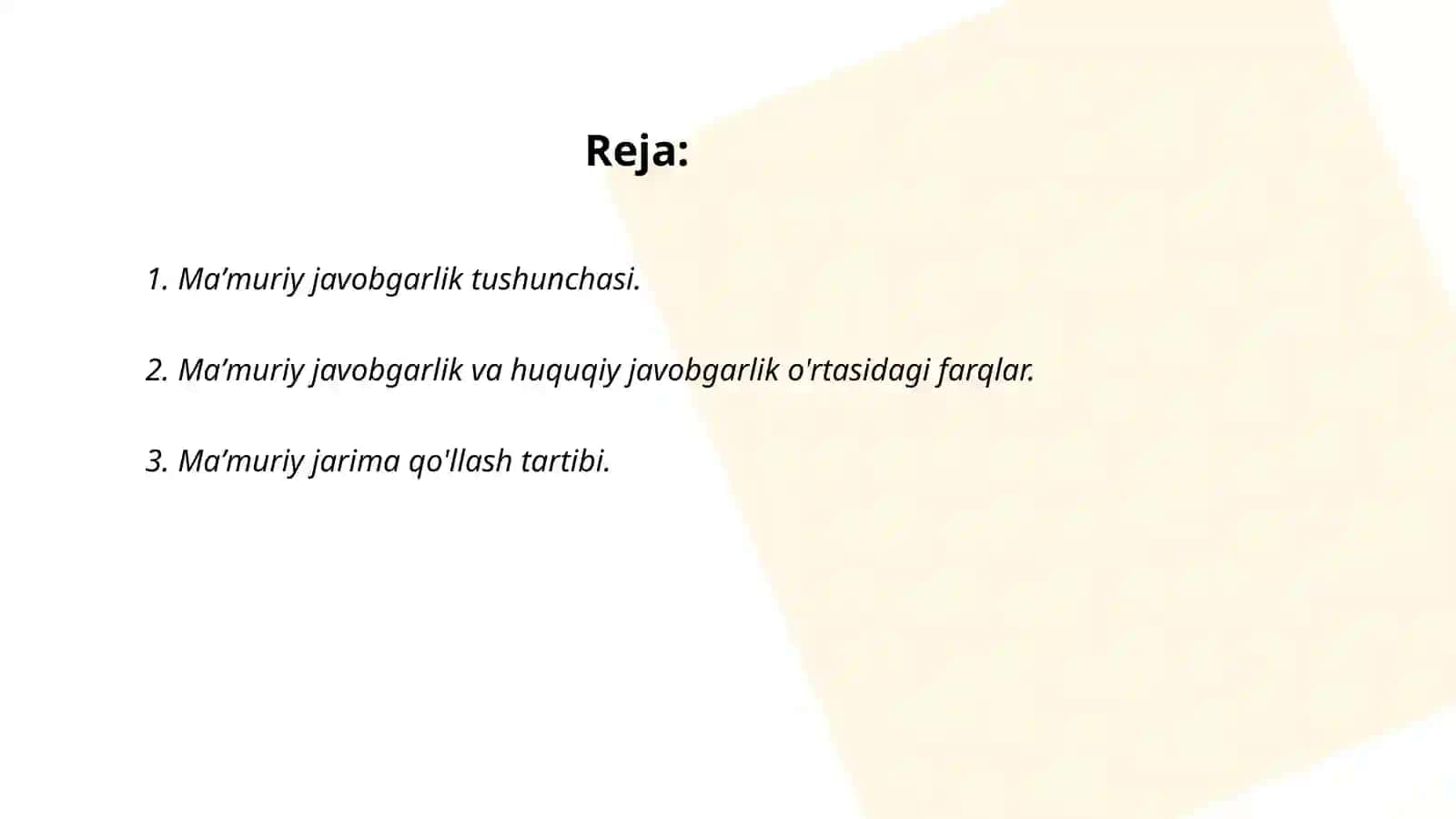 Maʼmuriy javobgarlikni qoʻllash asoslari 2