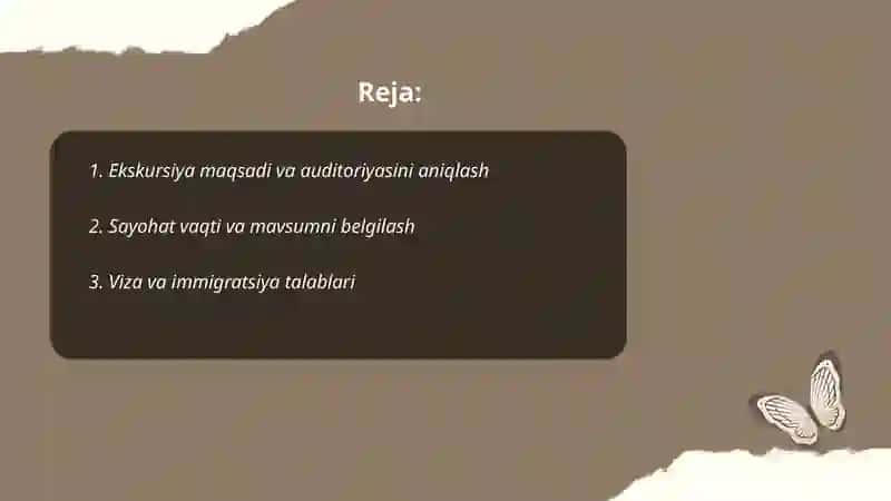 Ekskursiya tashkil etish 2