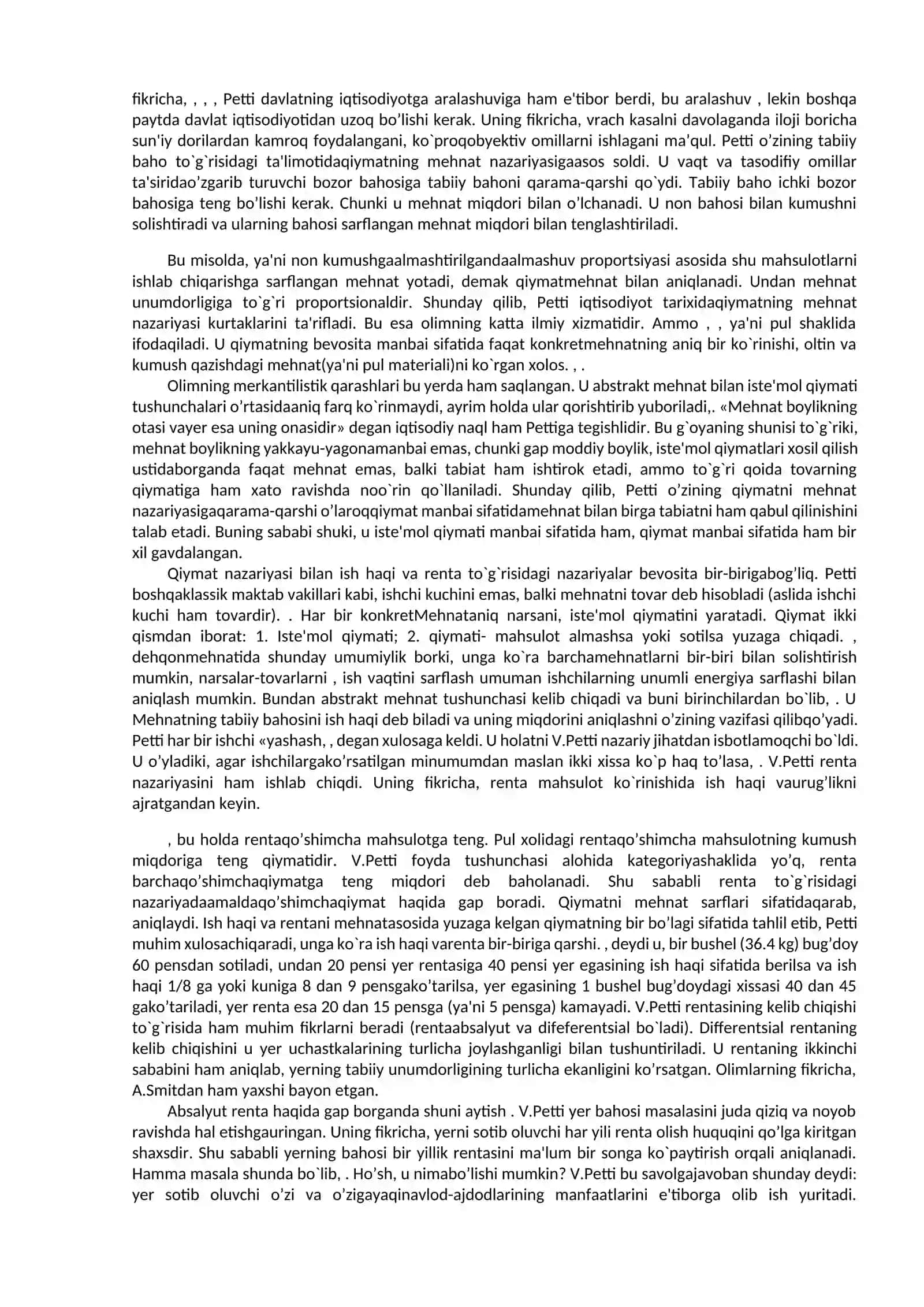 V. Petti iqtisodiy qarashlari 2