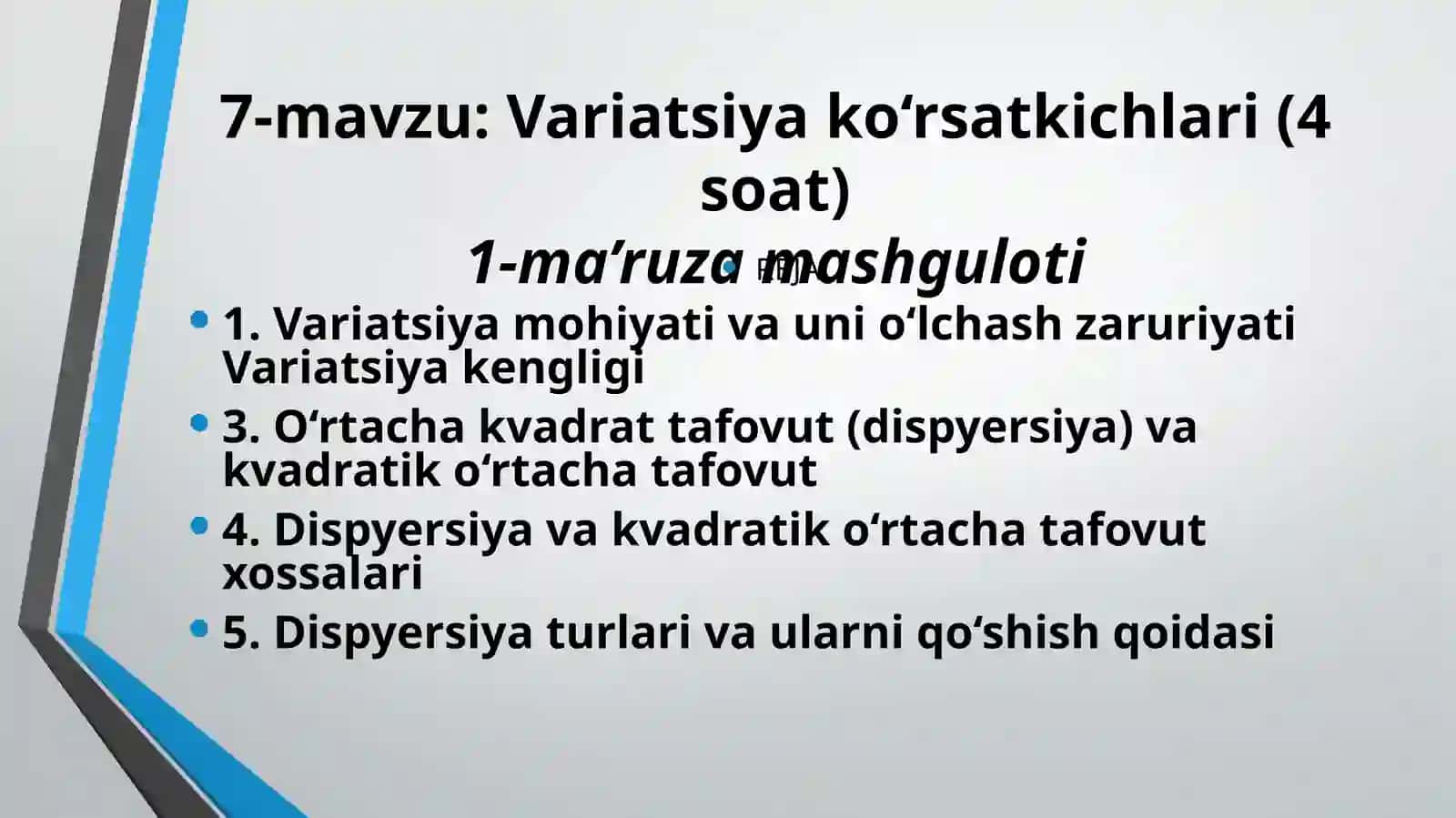 Variatsiya ko'rsatkichlari 2