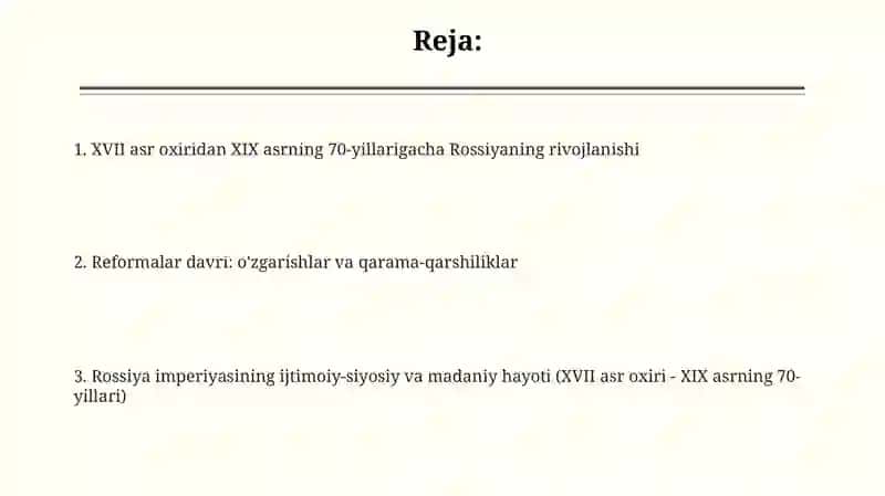 XVII asr oxiridan XIX asrning 70-yillarigacha Rossiya 2