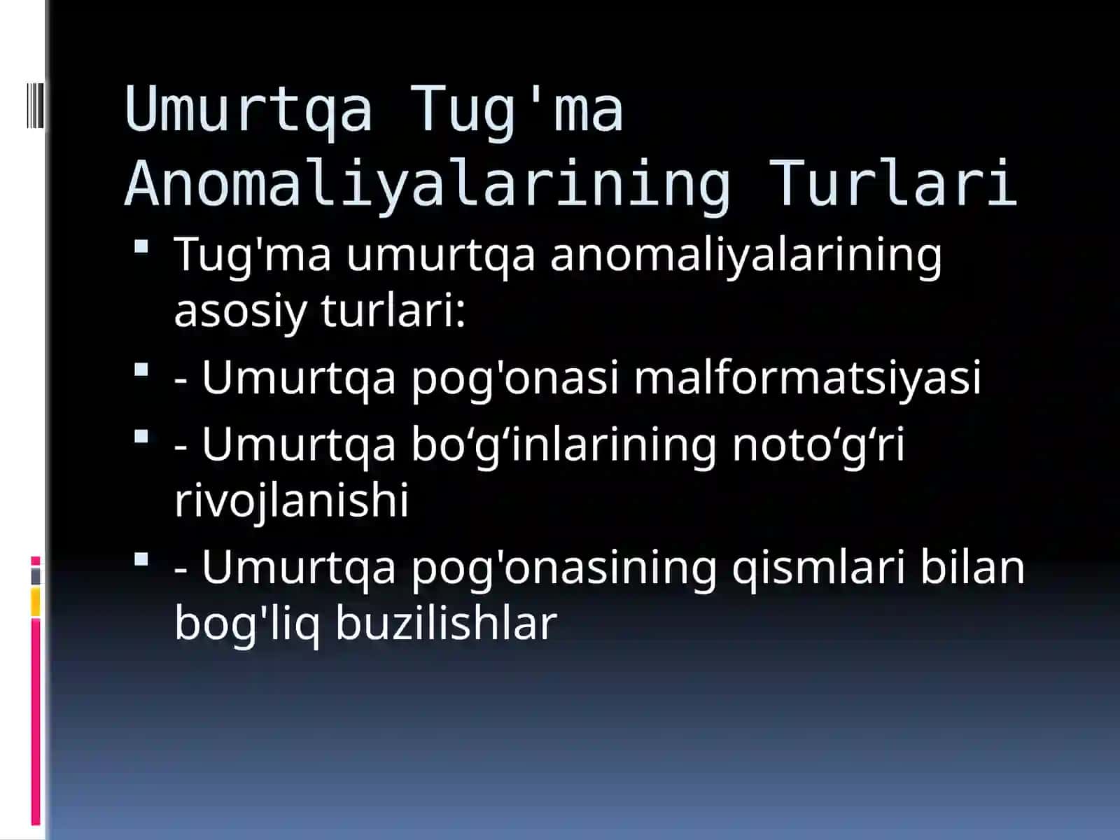Umurtqa Tug'ma Anomaliyalari 2