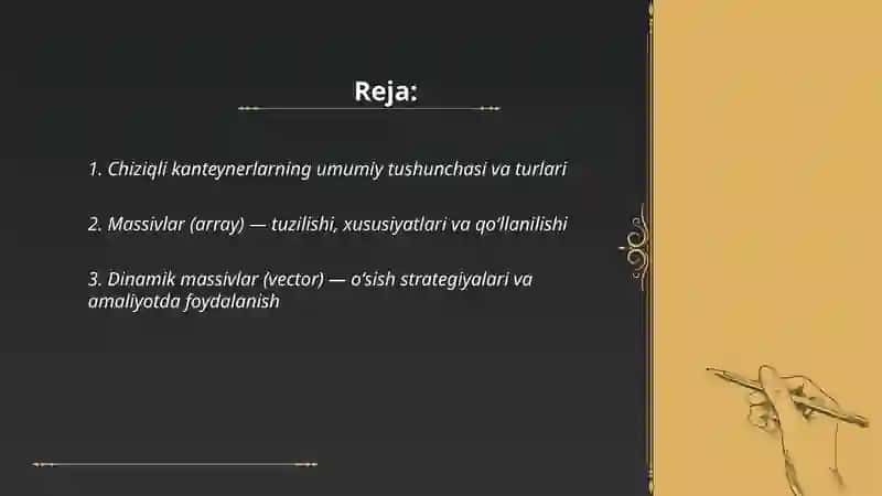 Chiziqli kanteynerlar va ularni qoʻllash 2