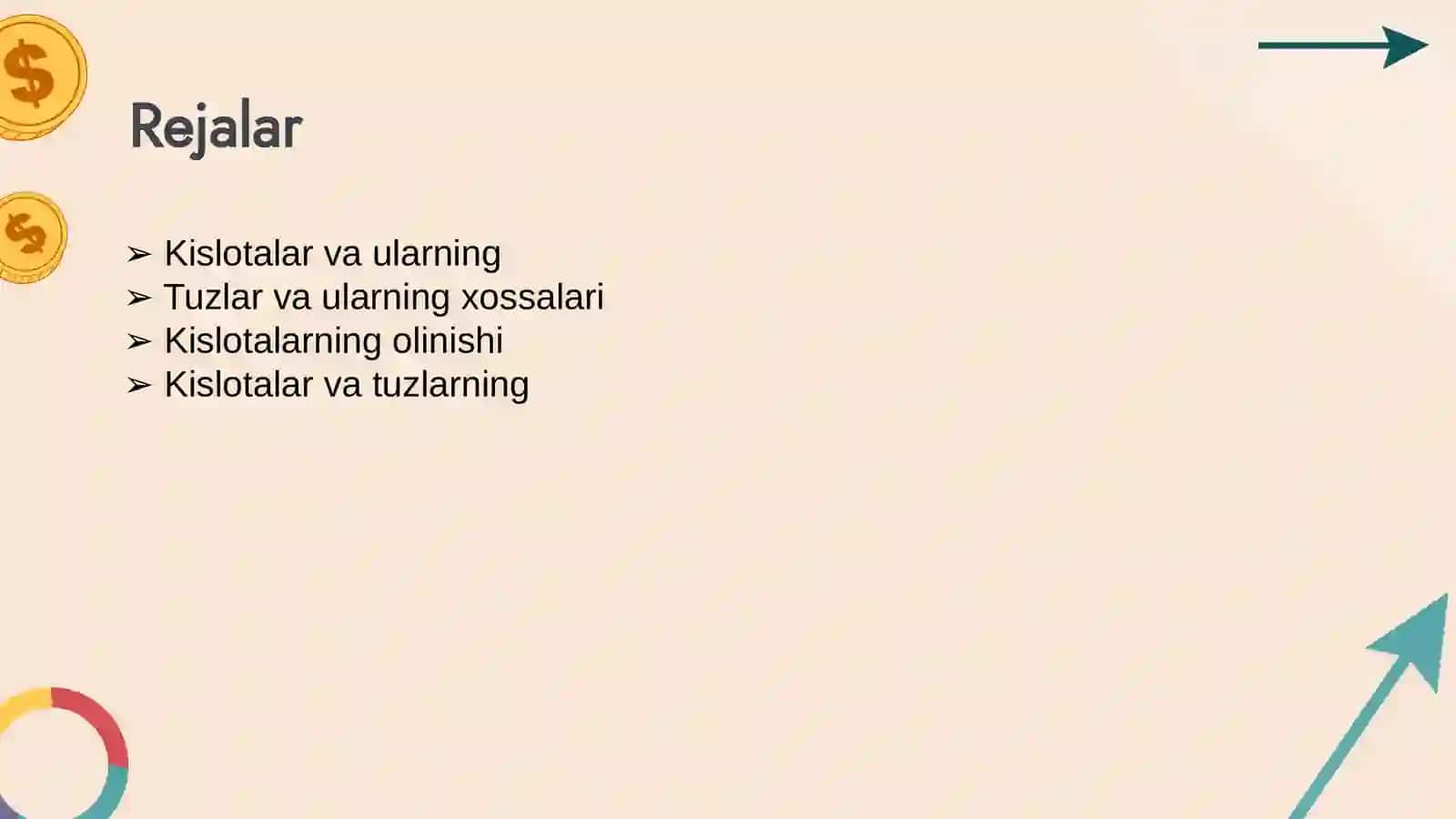 KISLOTALAR VA TUZLARNING OLINISHI XOSSALARI VA ISHLATILISHI 2