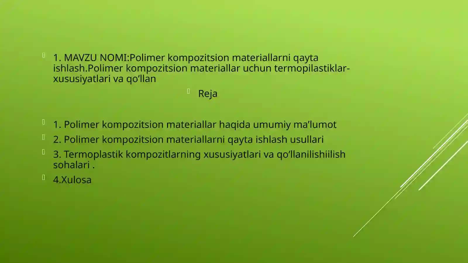 Polimerkompozitsion materiallarni qaytaishlash 2