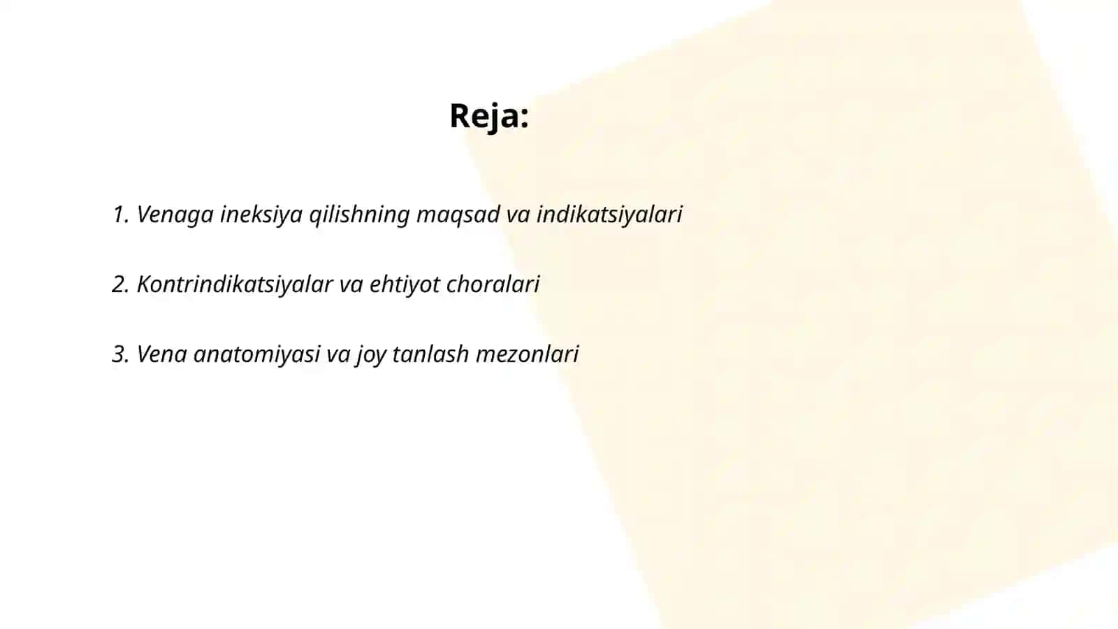 Venaga ineksiya qilish 2