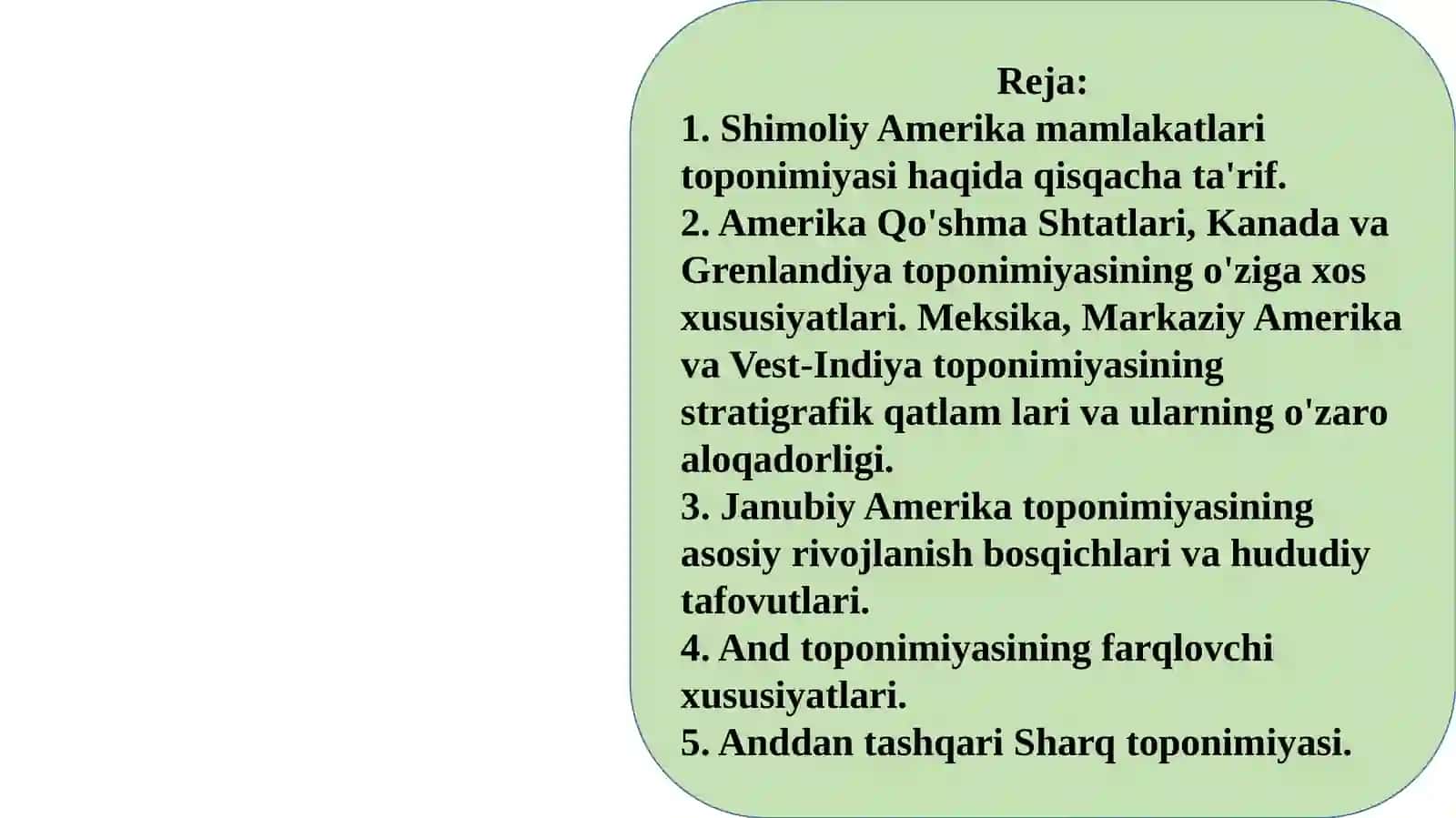 Shimoliy va Janubiy Amerika toponimiyasi 2