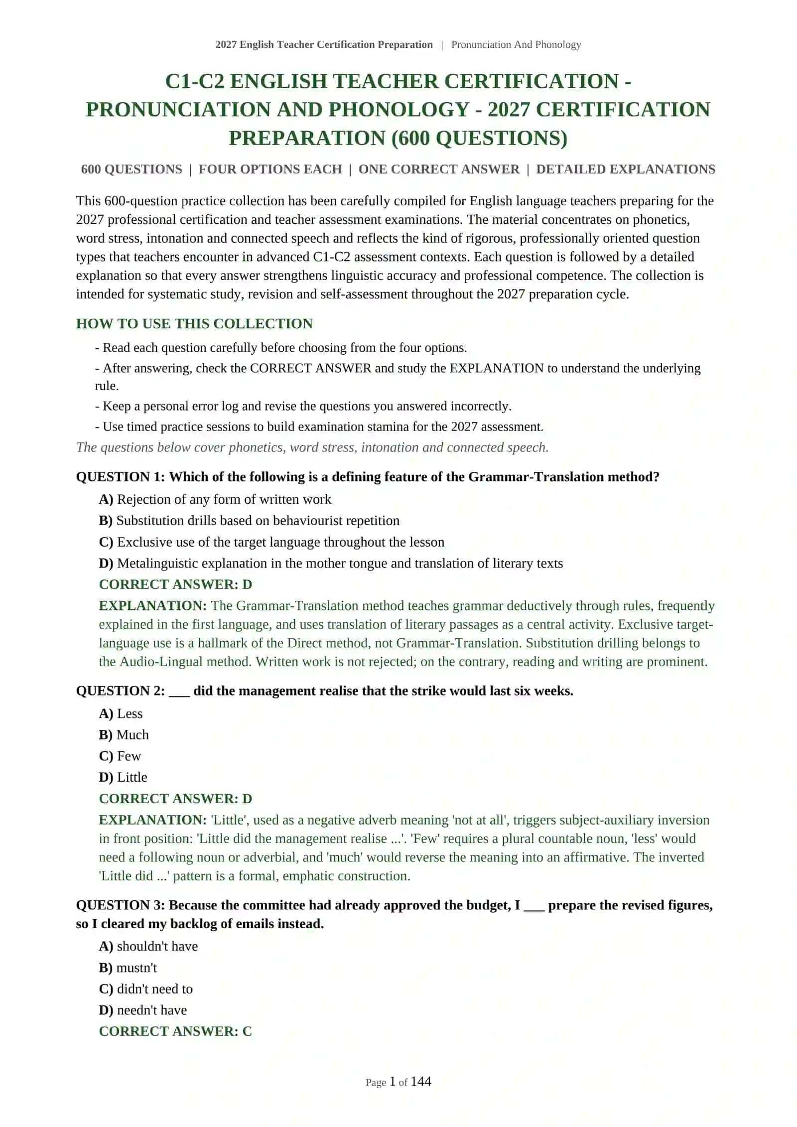 Pronunciation And Phonology English Teacher Certification Preparation 2027 2