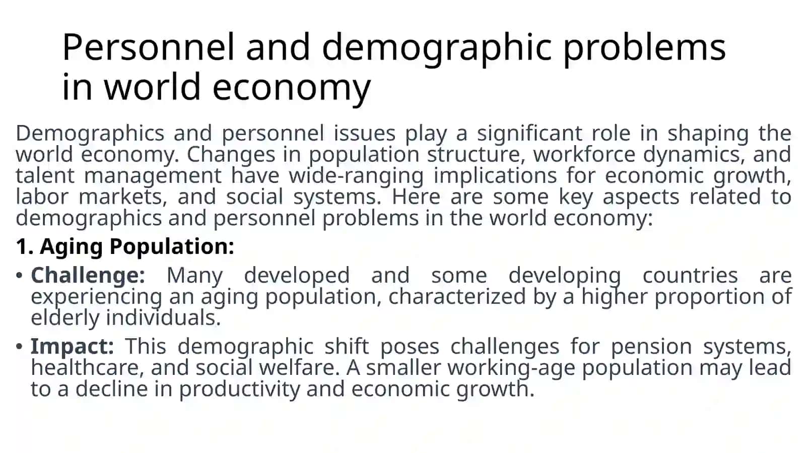 Personnel and demographic problems in world economy 2