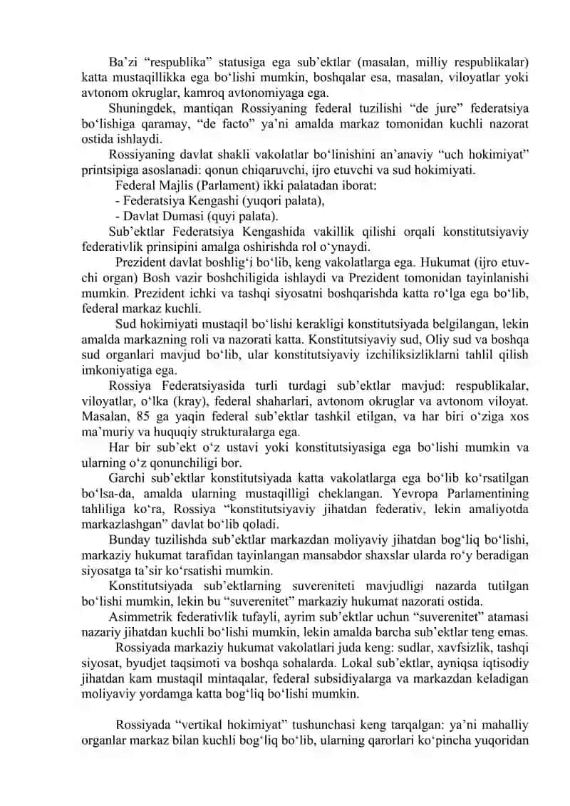Rossiya davlat shakllari tezis 2
