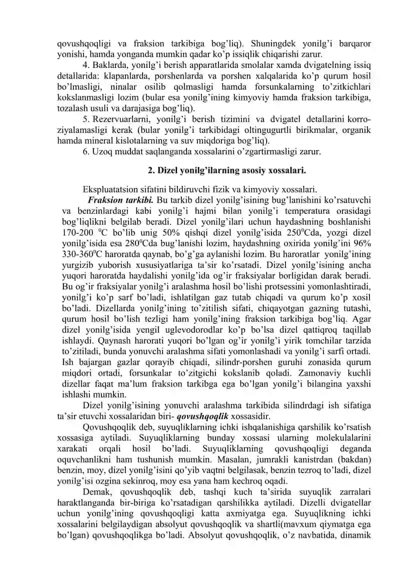 DIZELLI DVIGAТELLAR UChUN YoNILGILAR 2