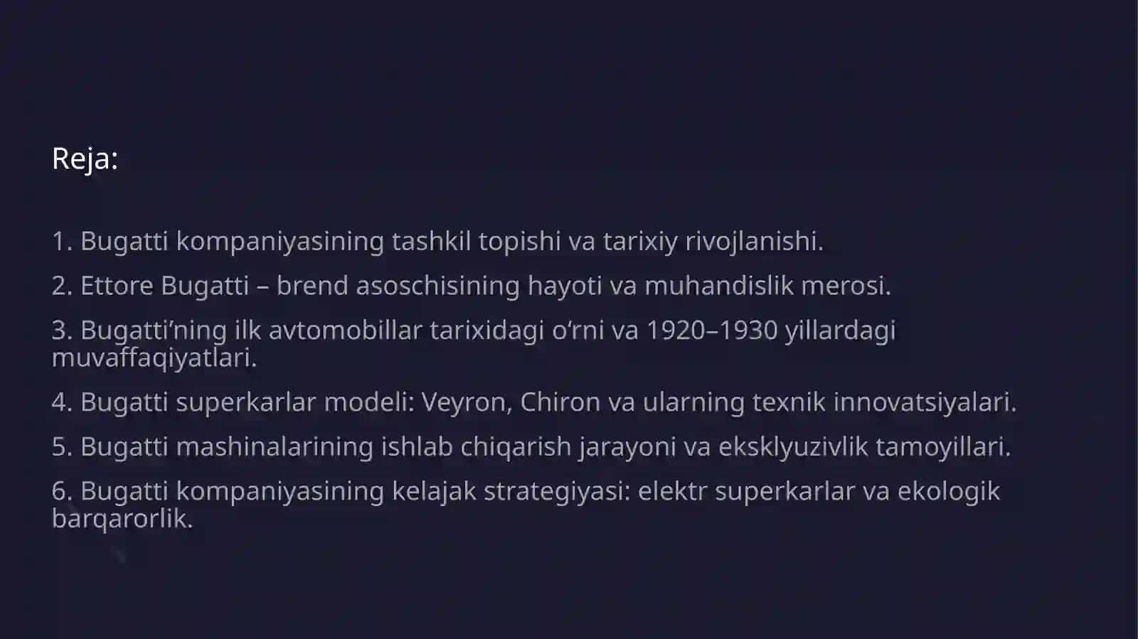 Bugatti kompaniya tarixi va rivojlanishi 2