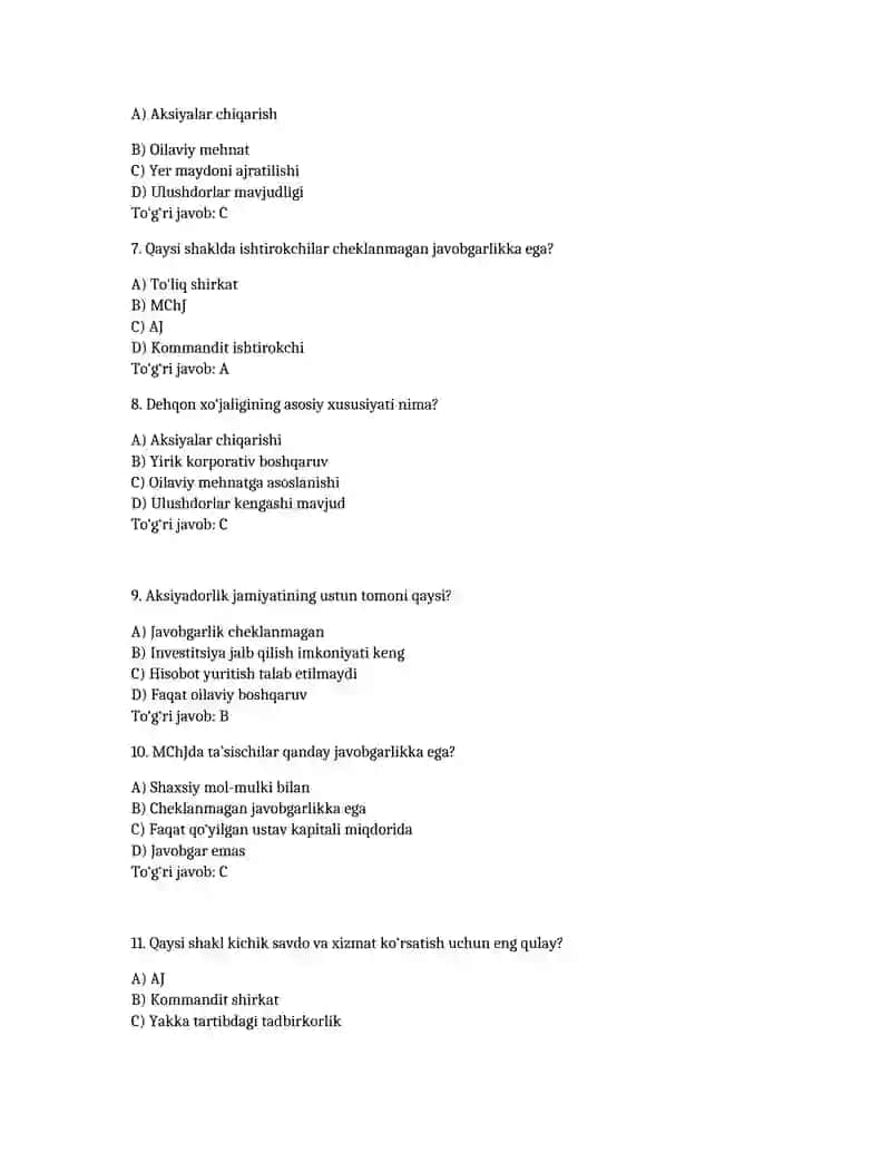 Tadbirkorlikning tashkiliy-huquqiy shakllari 2