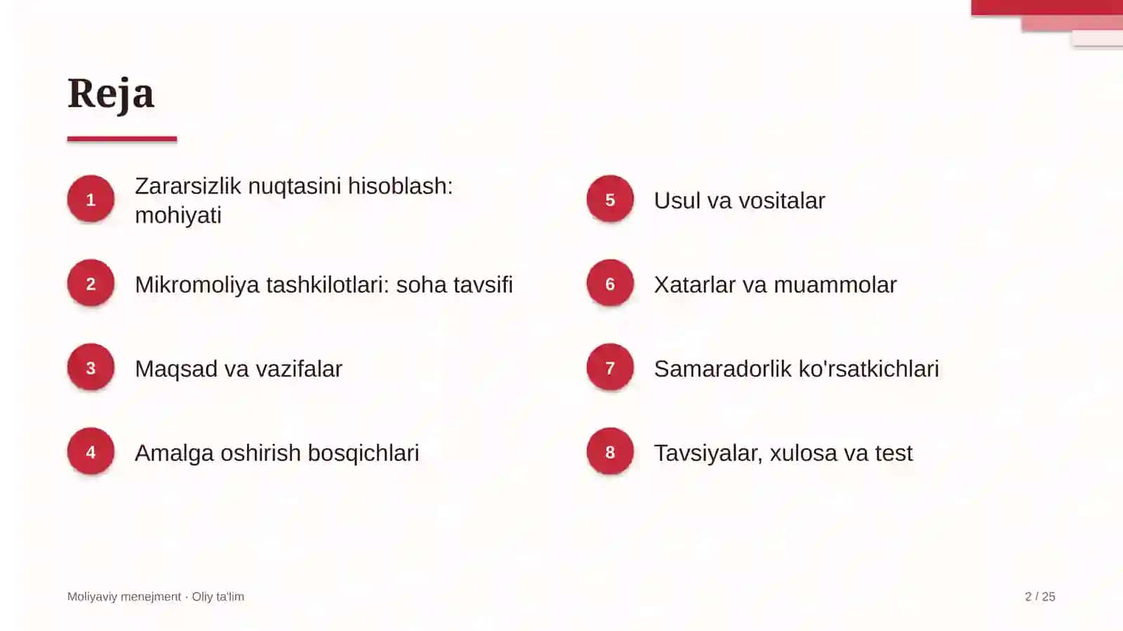 mikromoliya tashkilotlarida zararsizlik nuqtasini hisoblash 6480 2