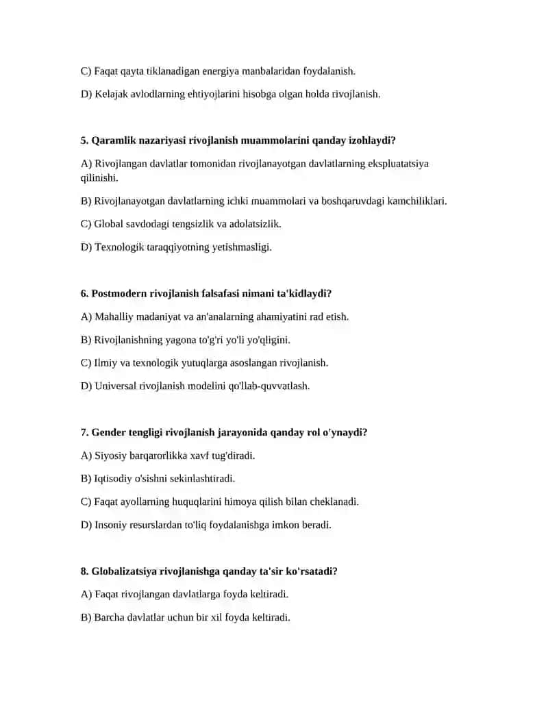 Rivojlanish falsafasi 2