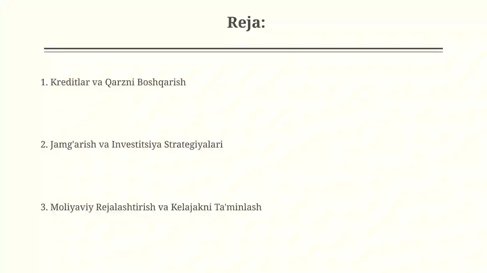 Kreditlar va Qarzni Boshqarish 2