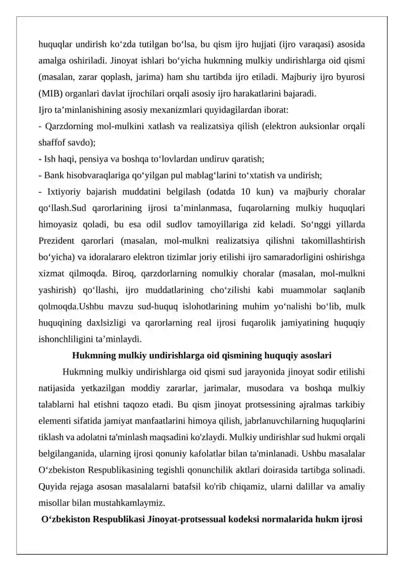 Mulkiy undirishlar ijrosini ta’minlashning protsessual tartibi 2