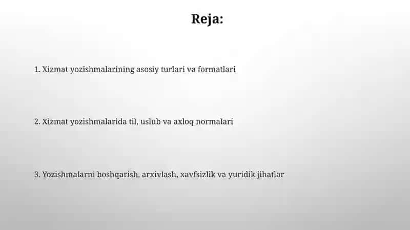 Xizmat yozishmalari 2