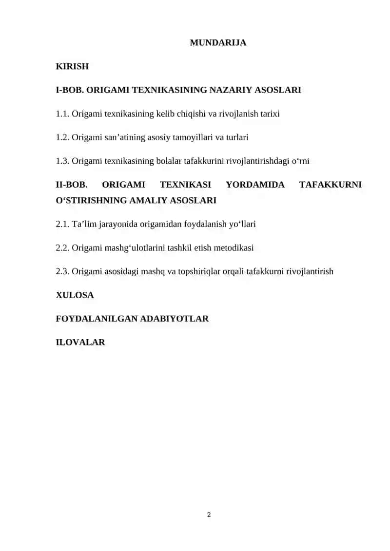 Origami texnikasi yordamida tafakkurni o‘stirish 2