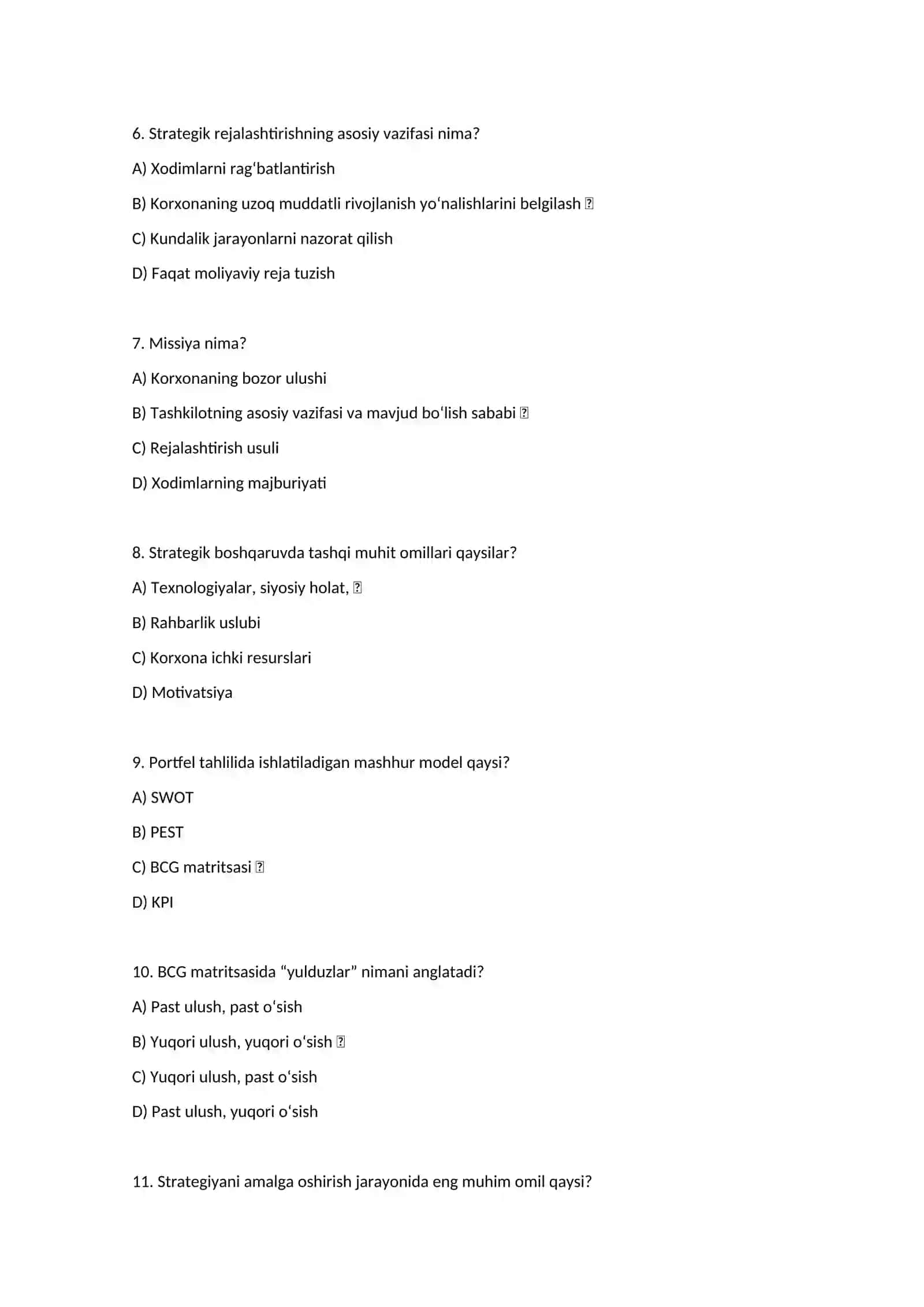 Strategik boshqaruv 2
