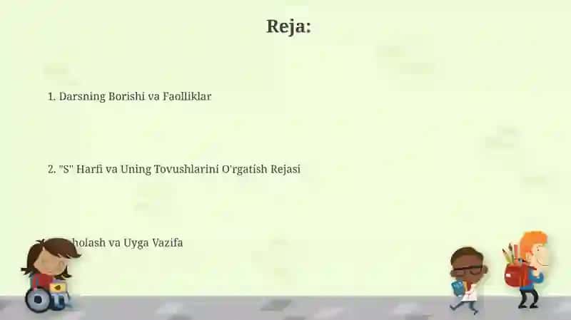 "S harfi va s tovushiga dars ishlanma (1-sinflar uchun)" 2
