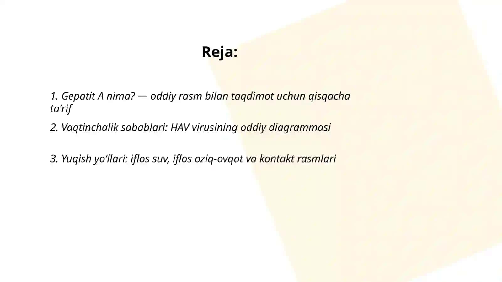 Gepatit A turiga oddiy rasm bilan slayd tayyorlash 2
