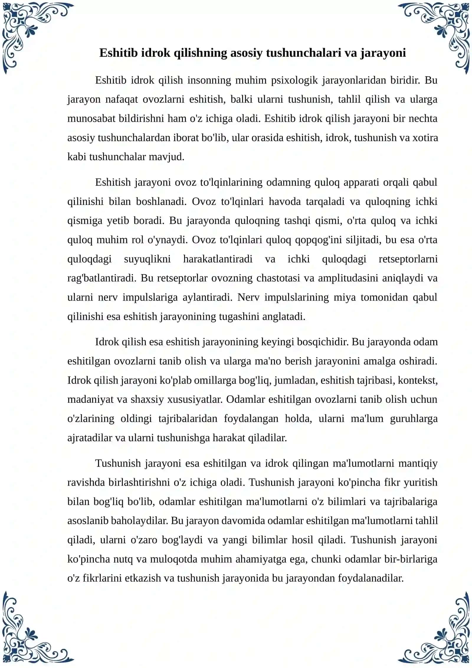 Eshitib idrok qilish xususiyatlari 2