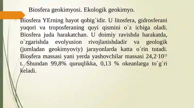 BIOSFЕRA GЕOKIMYOSI 2