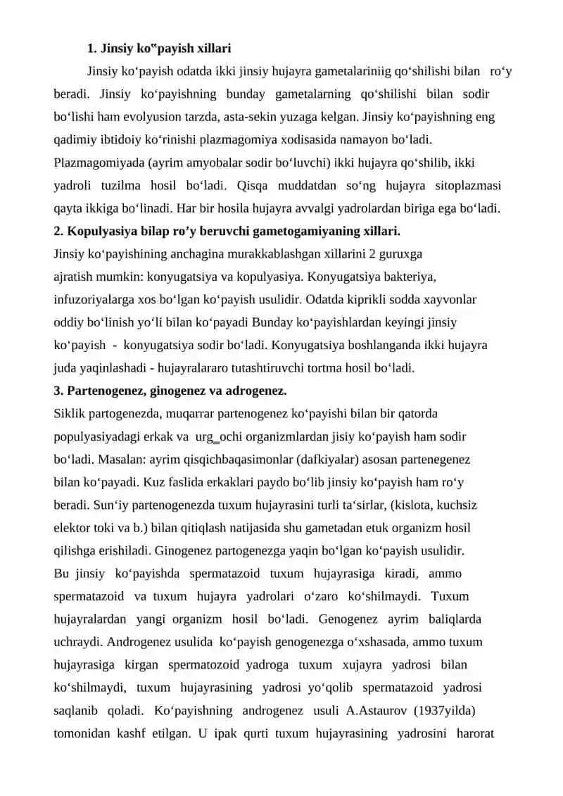 O‘SIMLIK HAYVON GAMETALARI 2