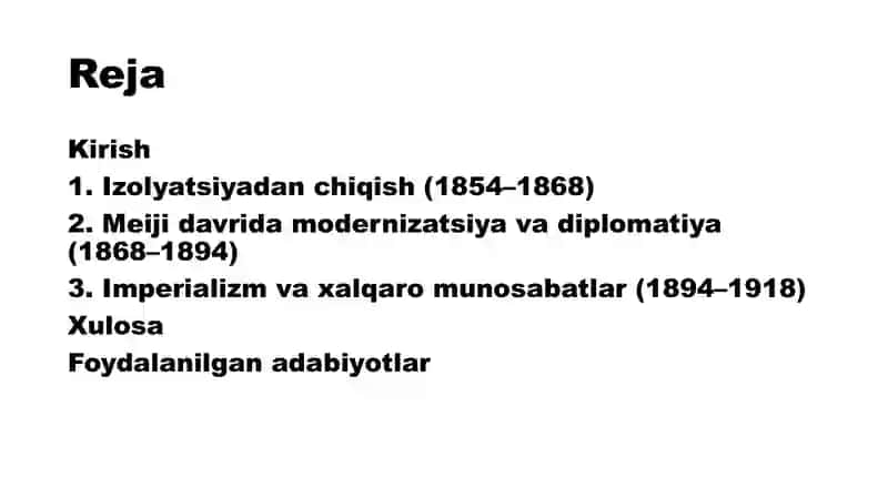 1854–1918 YILLARDA YAPONIYA TASHQI SIYOSATI 2