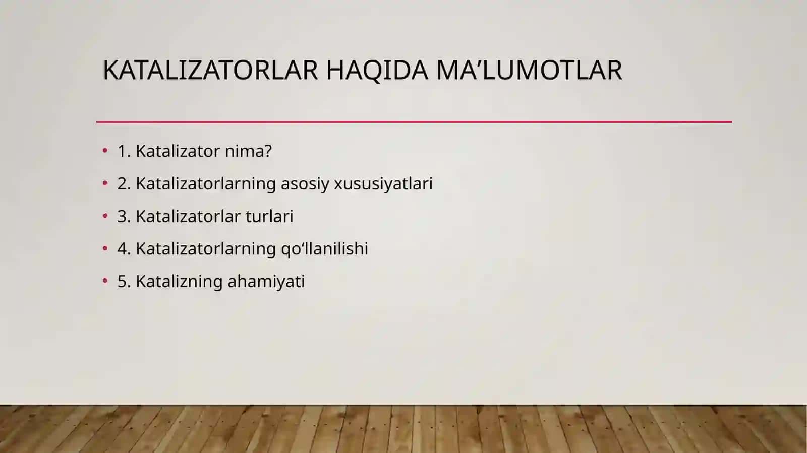 Katalizatorlar haqidagi ma'lumotlar 2