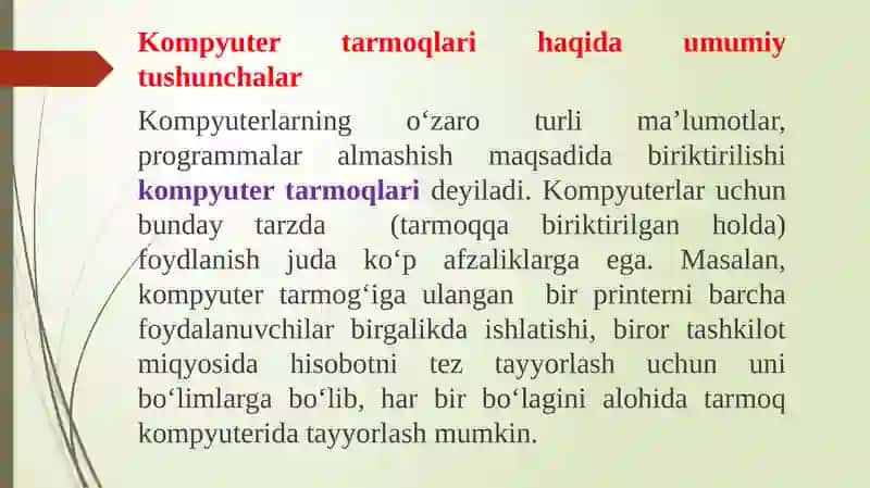 TARMOQ TEXNOLOGIYALARI FANIGA kirish 2