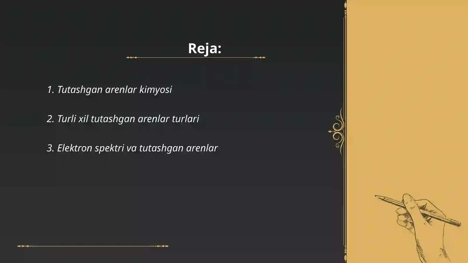 Tutashgan arenlar kimyosi 2