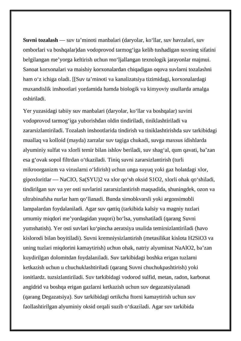 ICHIMLIK SUVINI SIFATINI YAXSHILASHDAGI ASOSIY USULLAR 2