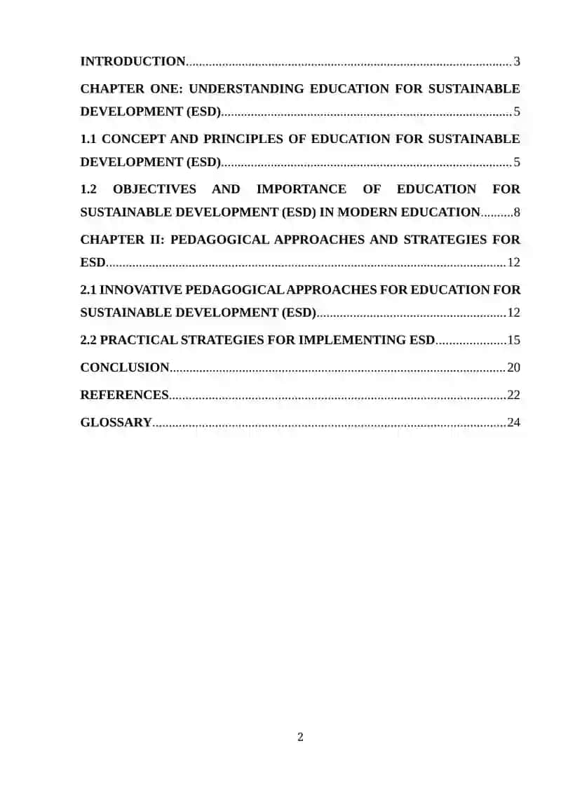 Education for Sustainable Development: Pedagogical Approaches and Strategies 2