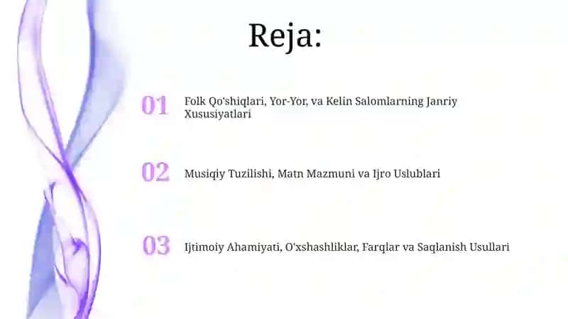 Folk Qo'shiqlari, Yor-Yor, va Kelin Salomlarning Janriy Xususiyatlari 2