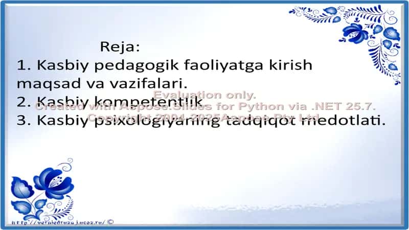 Kasbiy pedagogik faoliyat va uning metod, vositalari tamoyillari 2