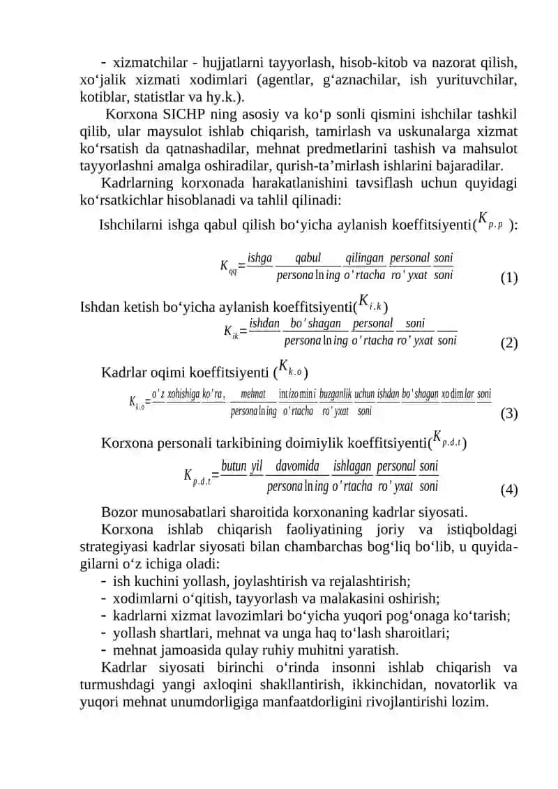 Korxonalarning mehnat resurslari 2
