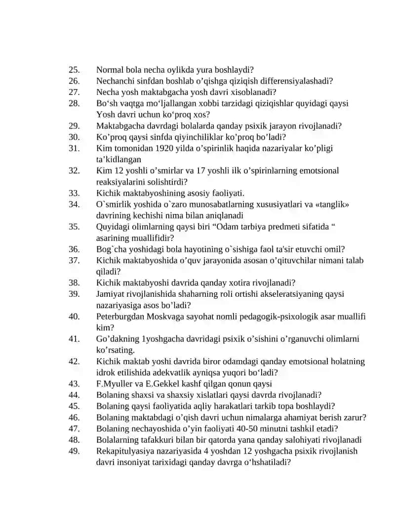 Psixologiya fanidan test savollari 2