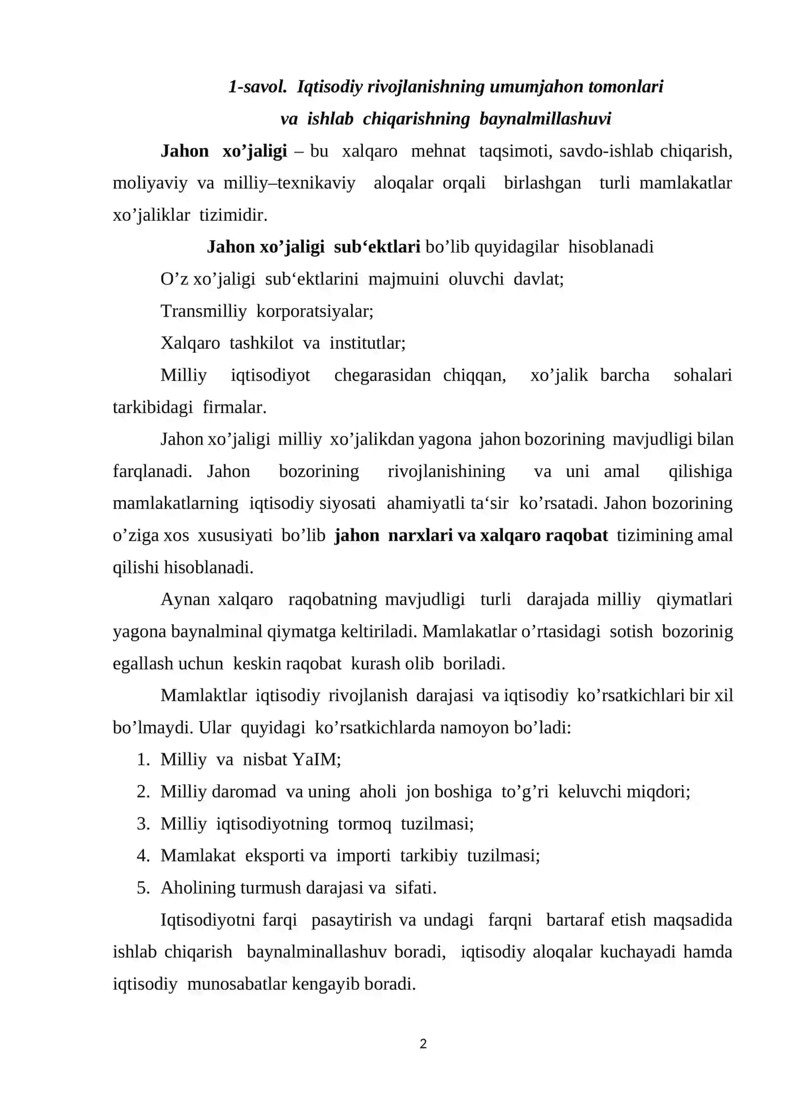 JAHON XO’JALIGI VA UNING EVOLYUTSIYASI 2