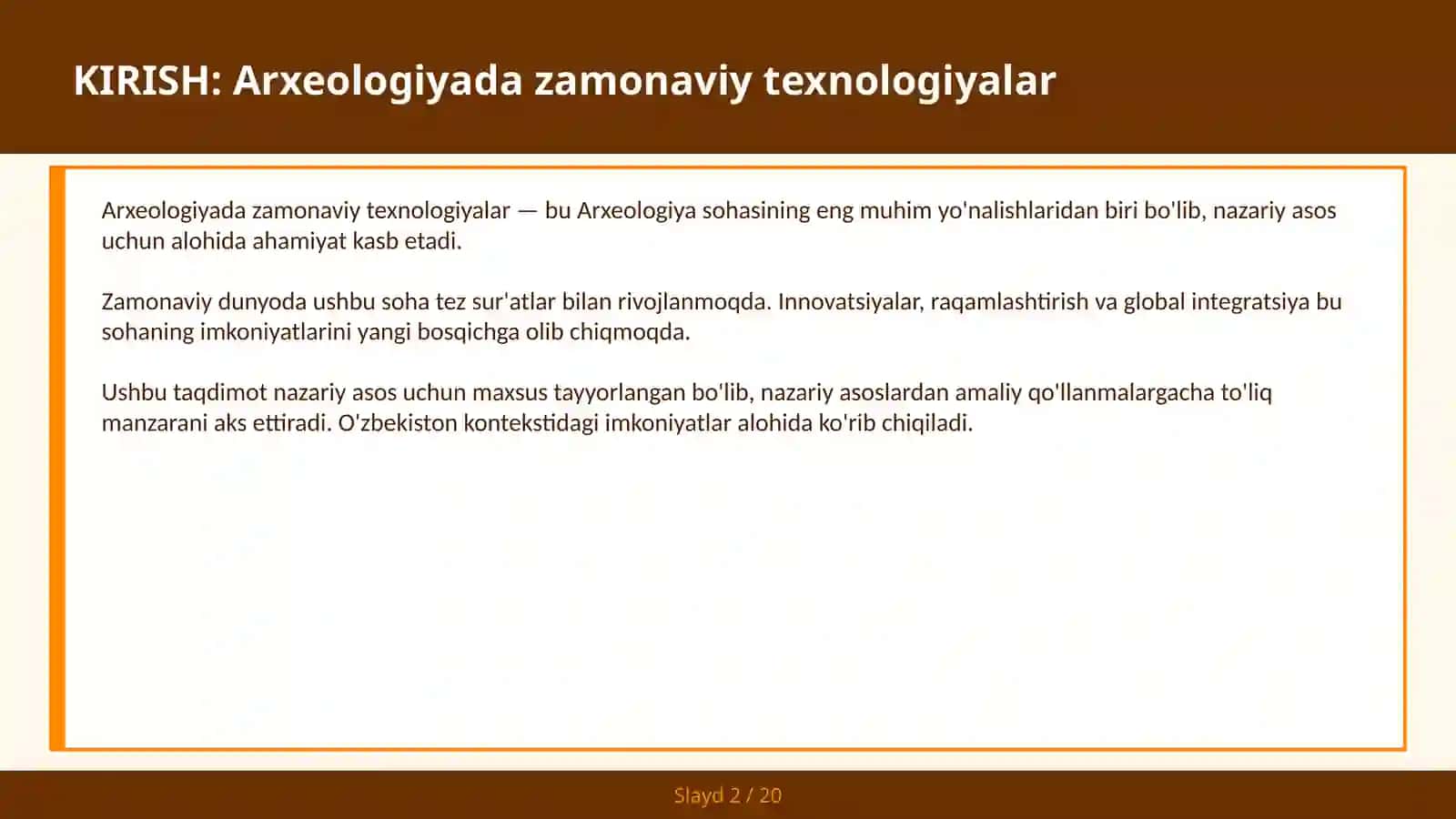 ARXEOLOGIYADA ZAMONAVIY TEXNOLOGIYALAR 2