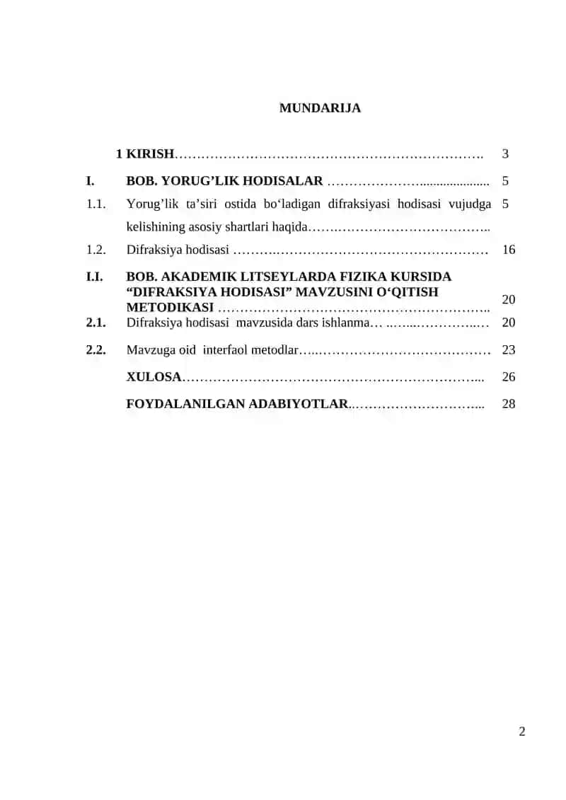 Difraksiya hodisasi o‘qitish metodikasi 2