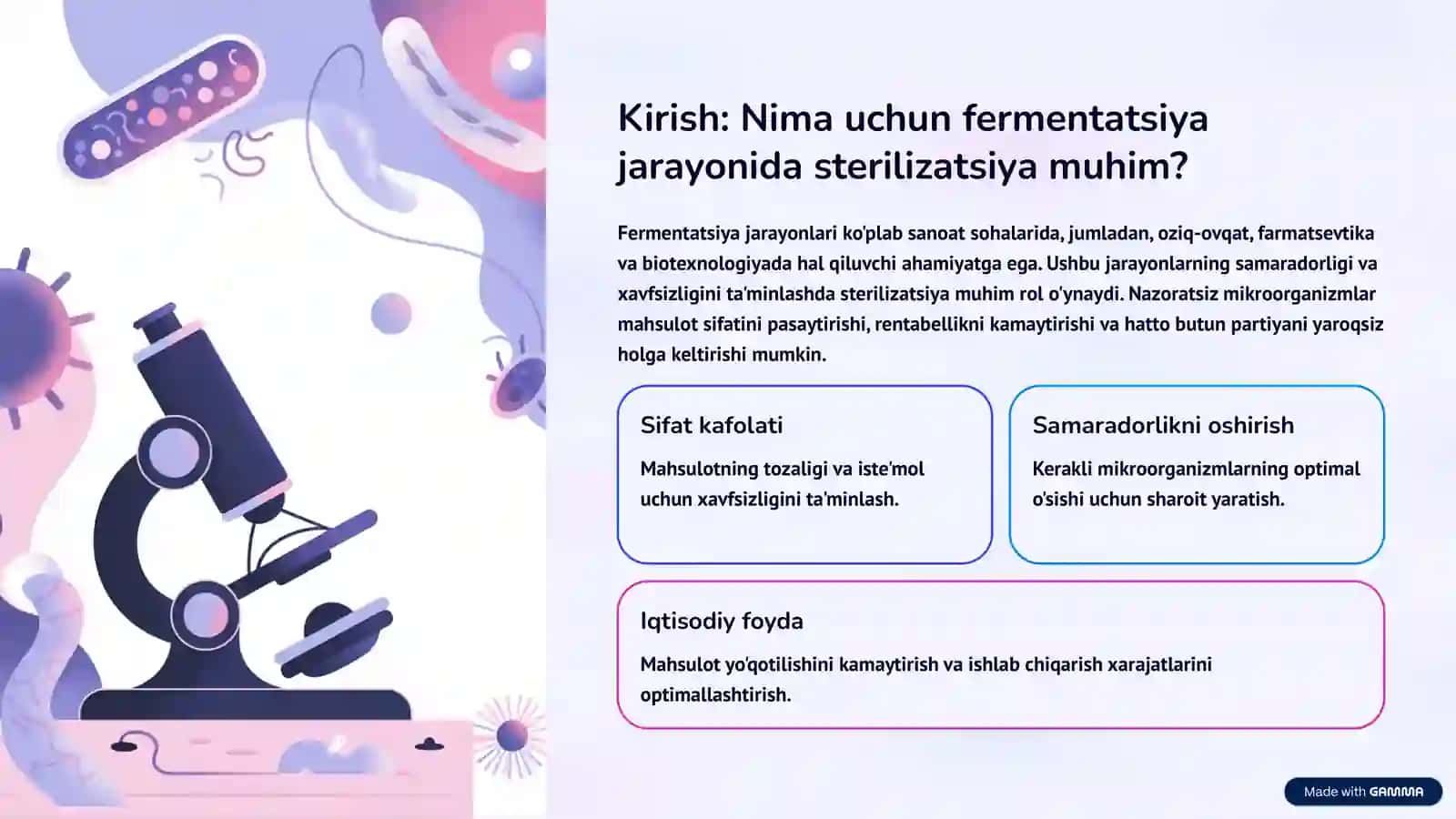 Fermentlarni Sterilizatsiya Qilish va Aseptikani Saqlash 2