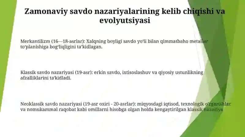 Xalqaro Savdoning Zamonaviy Nazariyalari 2