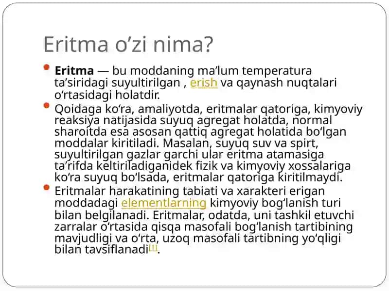 Eritmalar. Eritmalarning kolligativ xossalari. Eritmalarda osmos xodisas, osmotik bosim 2