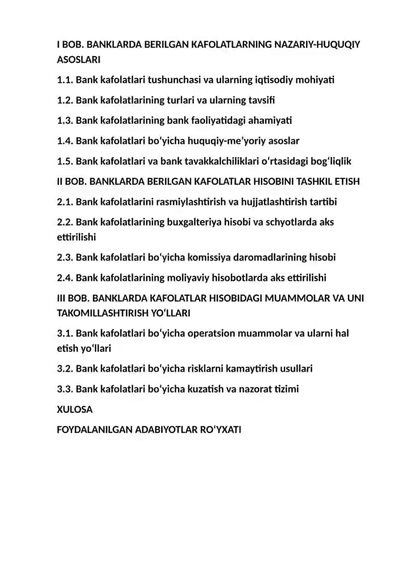 Banklarda berilgan kafolatlar hisobi 2