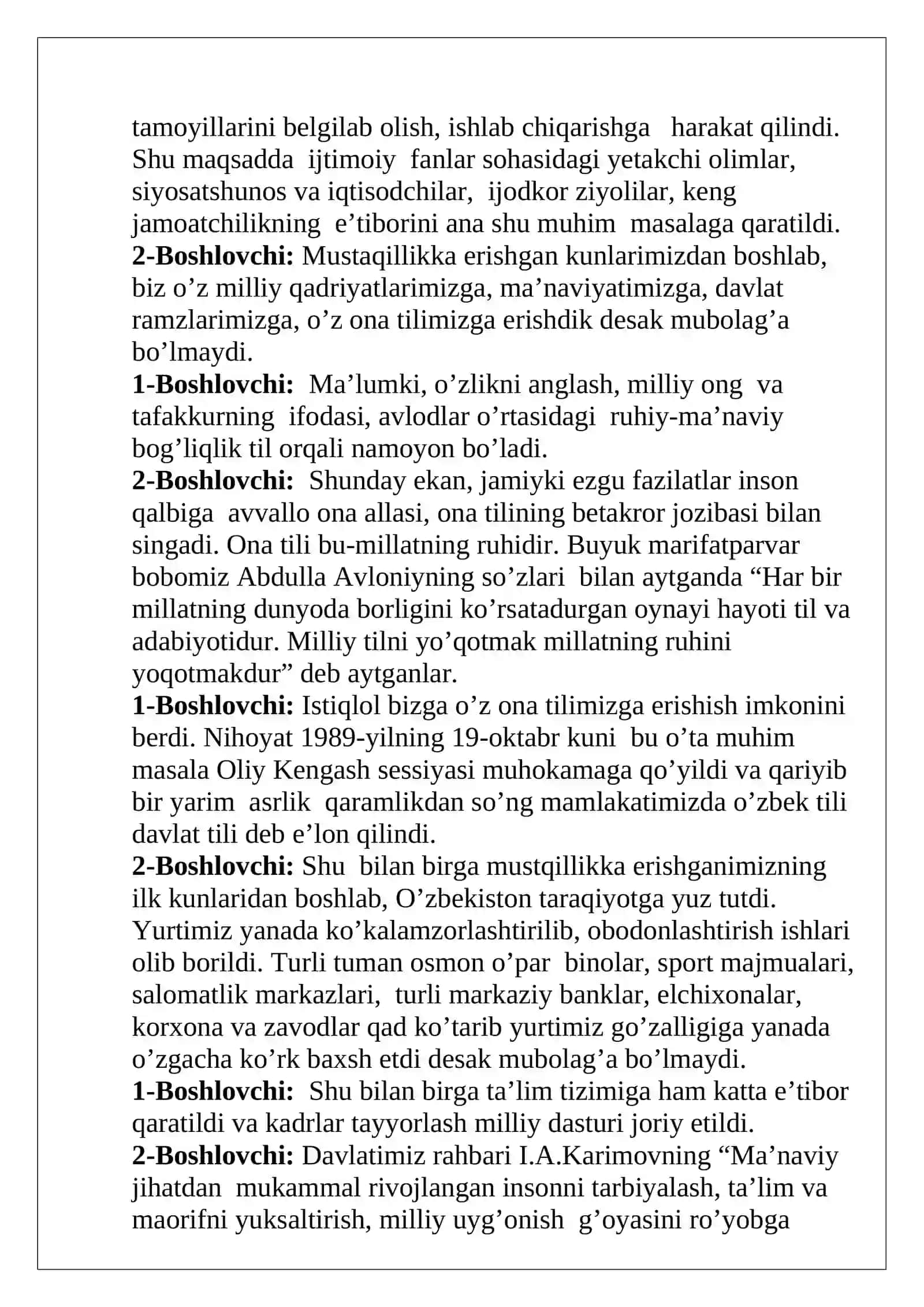 Mustaqillik bizlarga nima berdi? 2
