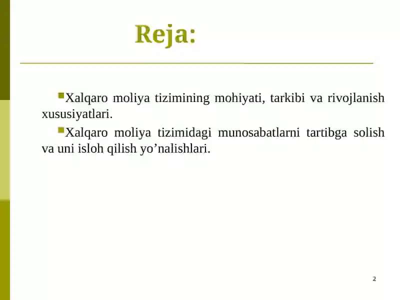 Xalqaro moliya tizimi 2