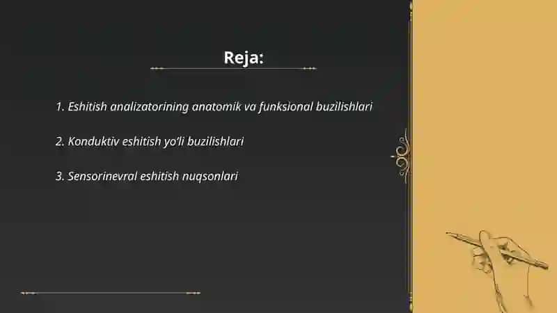 Inson eshtish analizatorining patalogiyasi 2